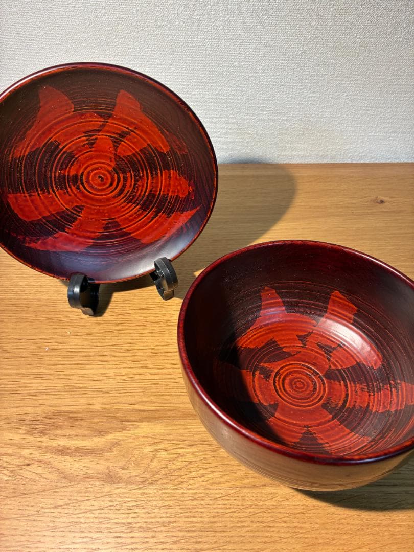 069 山中漆器 笑皿 栗 漆塗り 2枚セット