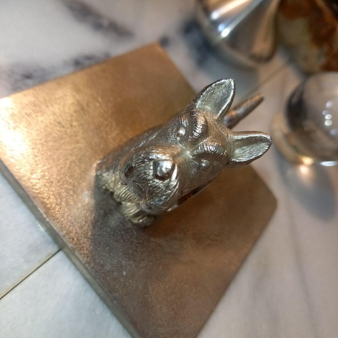 TIMEX　レア　置時計　スコティッシュテリア　ピューター　オブジェ　シルバー