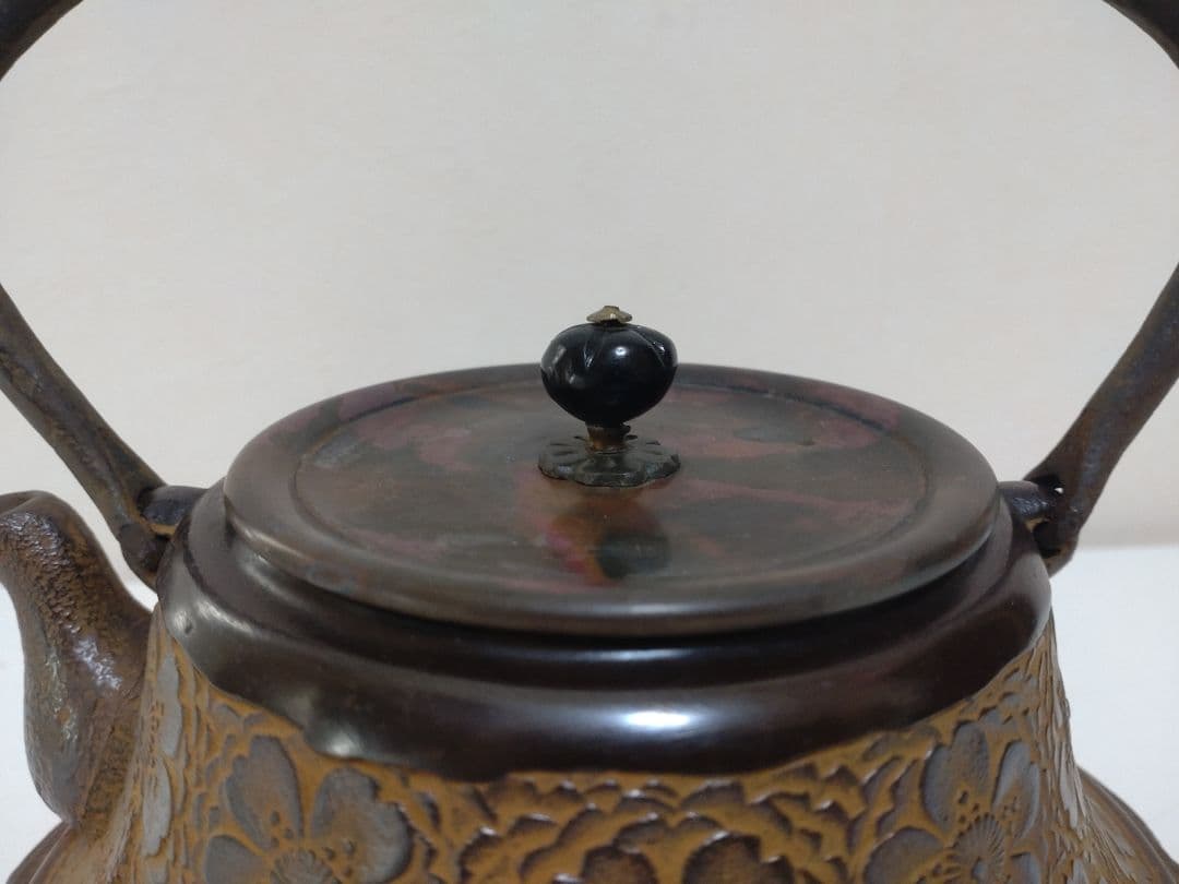 鉄瓶 龍盛堂 桜紋鉄瓶 栞 茶道具 煎茶道具