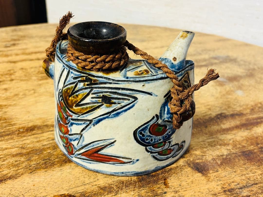 沖縄壺屋焼の抱瓶（だびちん）　花器・酒器、インテリアに【中古】