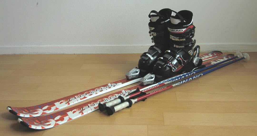 ■■送料無料■SPEEDRACER■スキー4点セット■板145靴25-25.5■