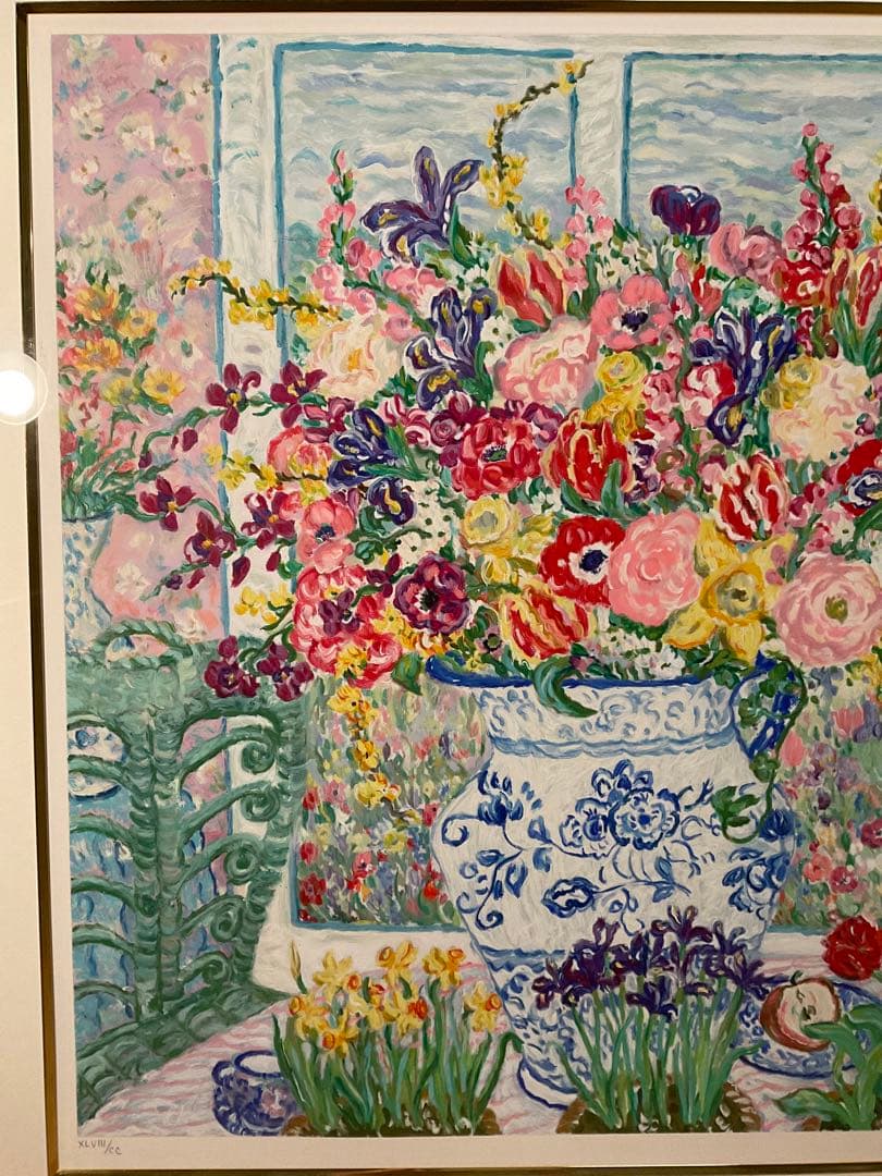 レスリー・セイヤー「グリーンウイッカーズチェア」シルクスクリーン　直筆サイン有り