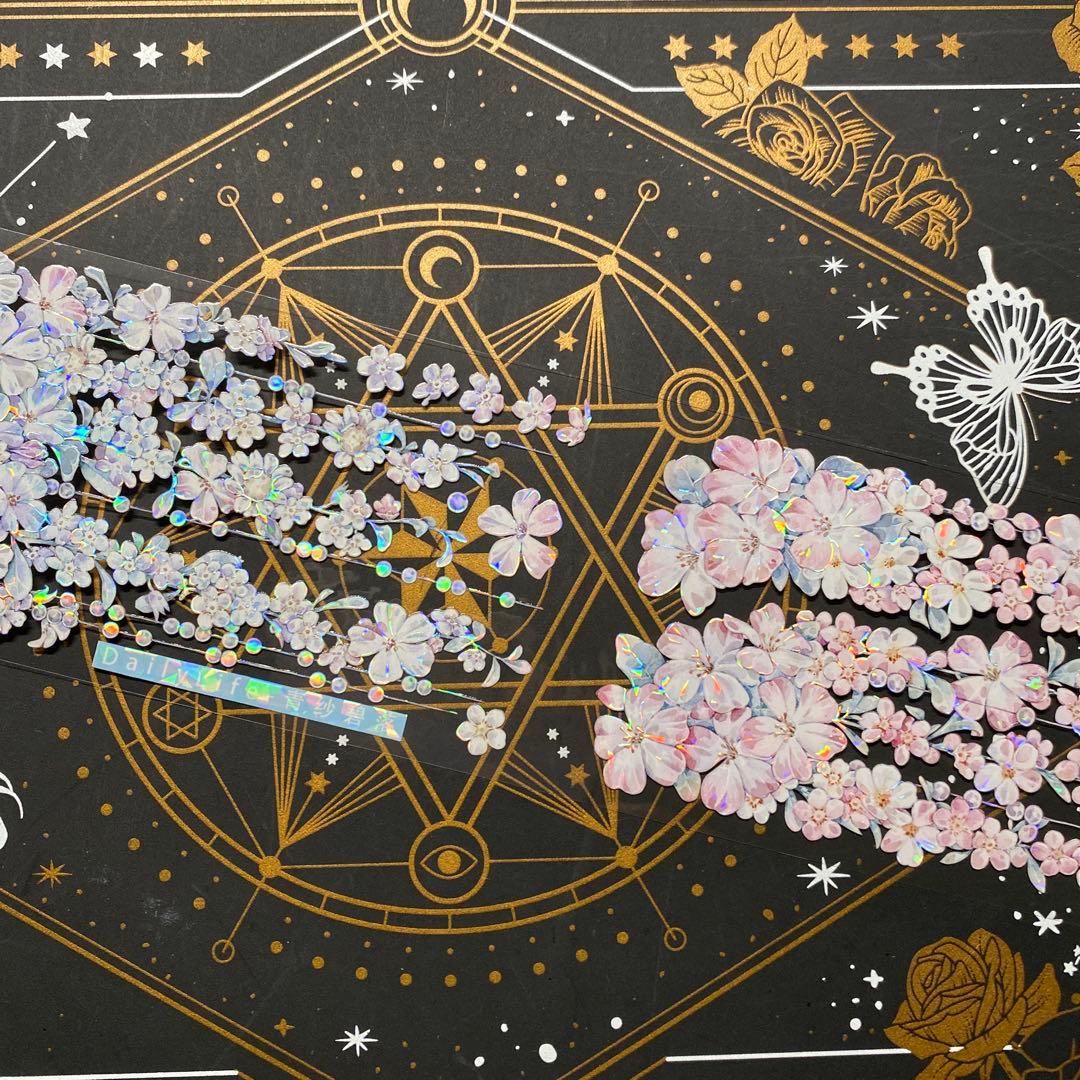 【9311】海外　マステ　中古巻　貝殻光マスキングテープ　お花　装飾系