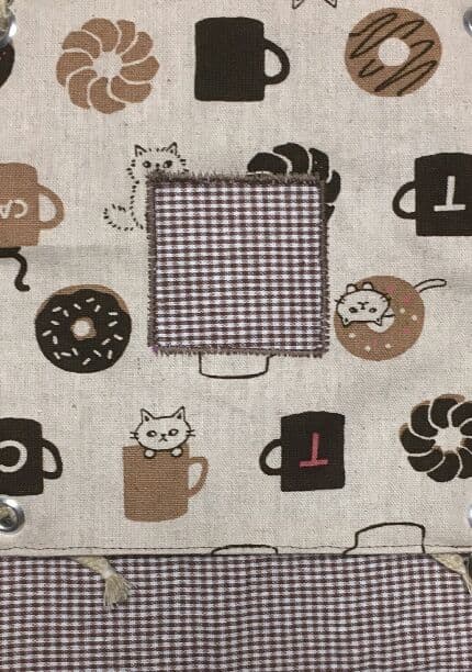 モモンガハウス(猫・ドーナツ柄)チェック茶    春(夏)仕様 1850円