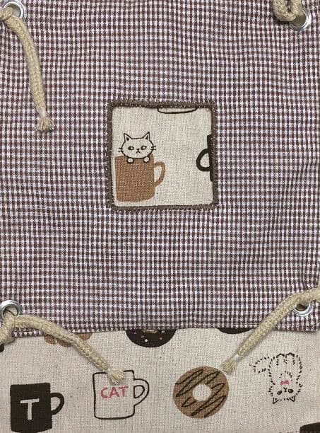 モモンガハウス(猫・ドーナツ柄)チェック茶    春(夏)仕様 1850円