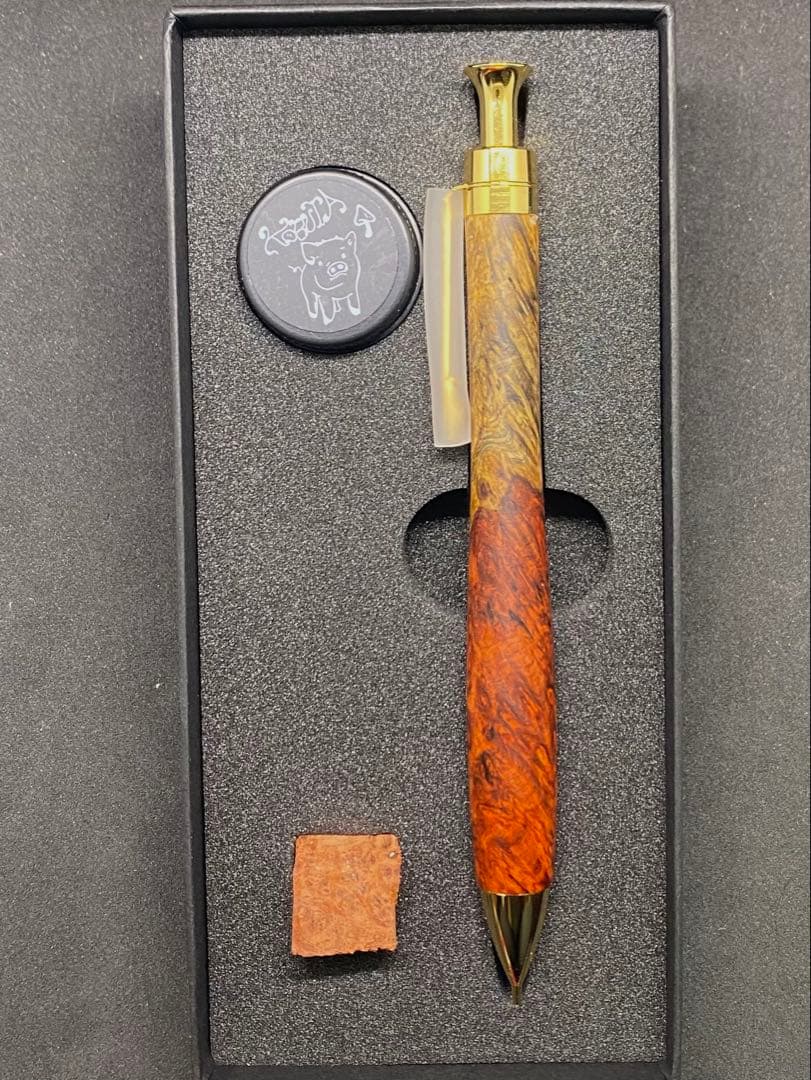 こぶた工房 シャープペンシル 極上花梨紅白 0.5mm ゴールド金具