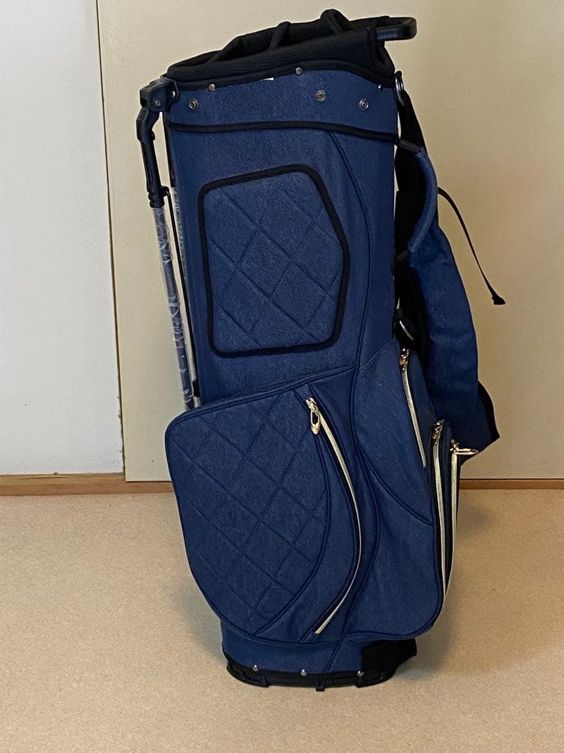 かわいい♡デニムタイプ ネイビー キルティング キャディーバッグ スタンド式