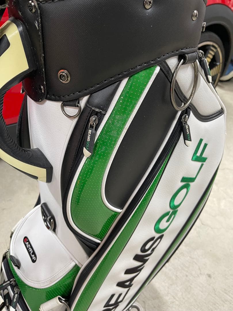 BEAMS GOLF キャディバッグ ホワイト/グリーン