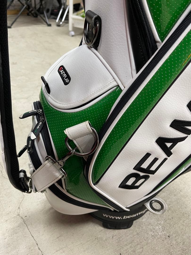 BEAMS GOLF キャディバッグ ホワイト/グリーン