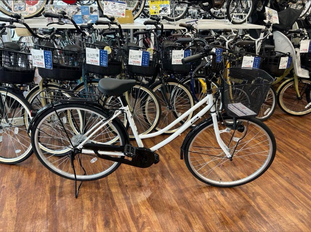 1年使用、シティサイクル ホワイト サイクルベースあさひ
