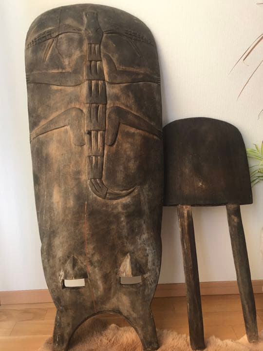 アフリカ　組立椅子　アンティーク　セヌフォ　木彫