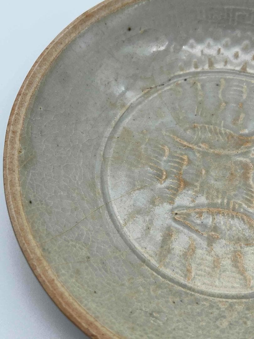 北宋時代　青白磁刻魚文輪花皿　唐草魚藻文盞　景徳鎮　影青(A-78)