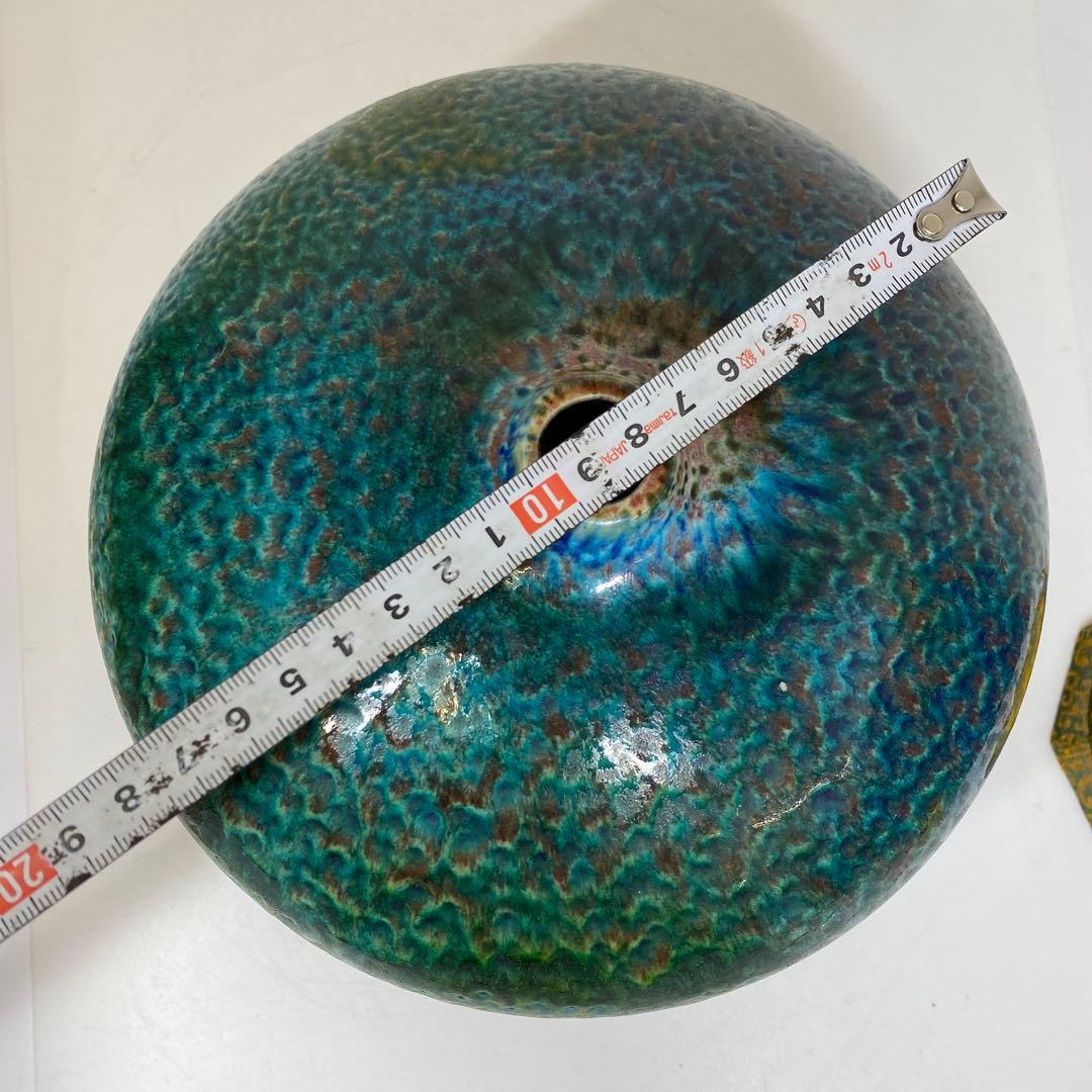 中国美術　花入　高さ17㎝　幅約22㎝　共箱　タサコサ　東さ7-0222☆2F