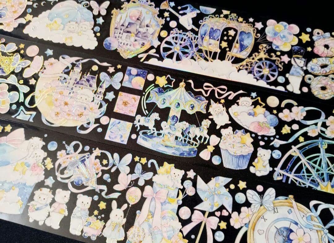 巻売 485★ 海外 マスキングテープ マステ PET 装飾 動物 熊 銀ホロ