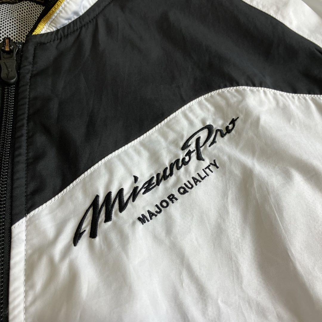 ◎極美品 ミズノプロ ハーフジップ トレーニングシャツ 防風 白黒 XO