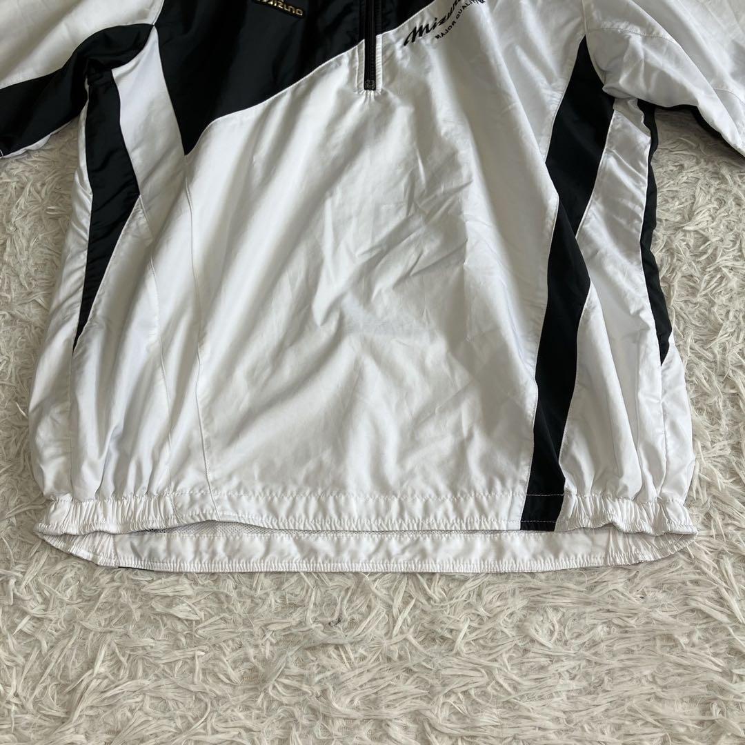 ◎極美品 ミズノプロ ハーフジップ トレーニングシャツ 防風 白黒 XO