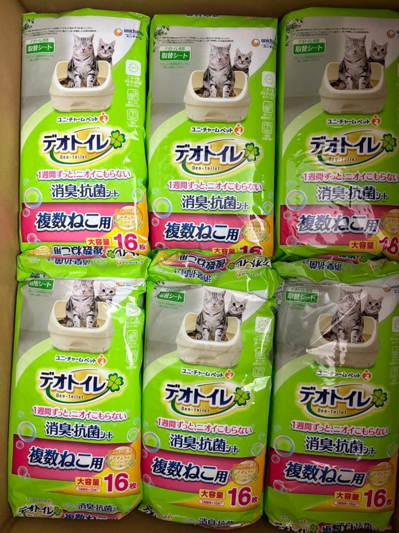 デオトイレ 消臭抗菌シートナチュラルソープの香り 大容量 16枚入×6袋