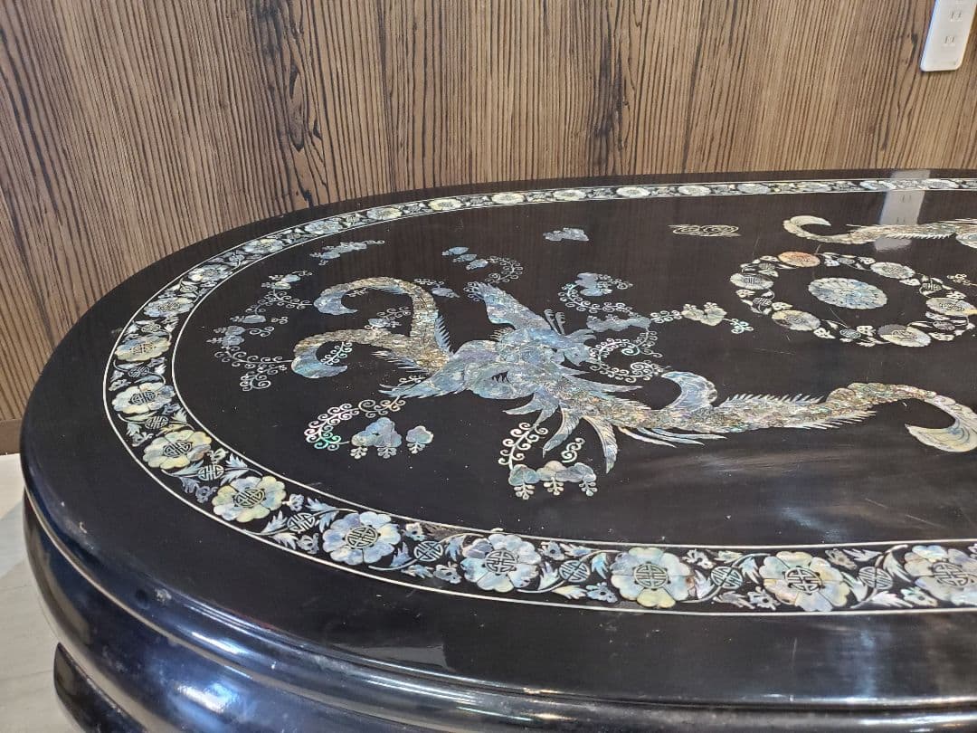 アジアンスタイル 木製楕円形テーブル