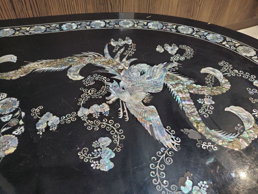 アジアンスタイル 木製楕円形テーブル