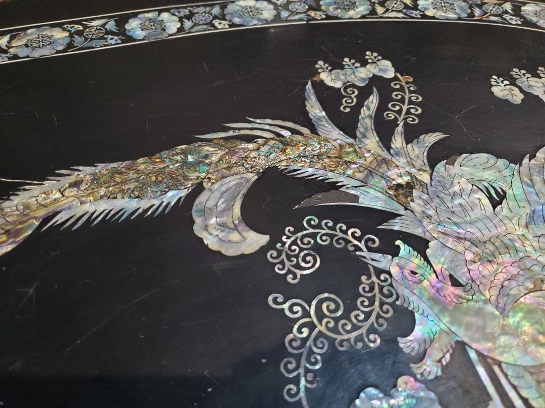 アジアンスタイル 木製楕円形テーブル