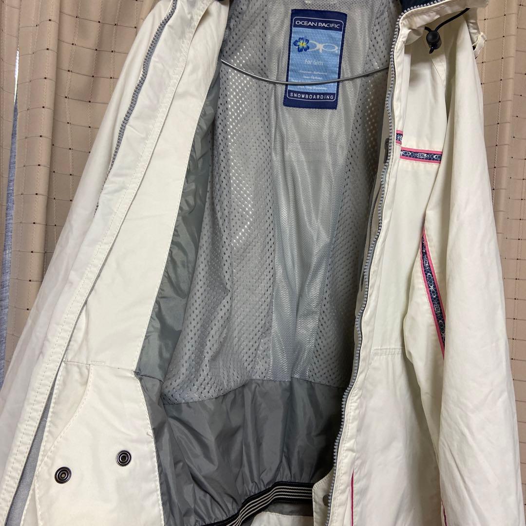 OP スノーボードウェアセット ホワイト ピンク 11号　中古品