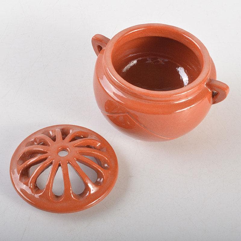 茶道具　京焼　川崎和楽作　赤楽　三足香炉　共布共箱　V　6823