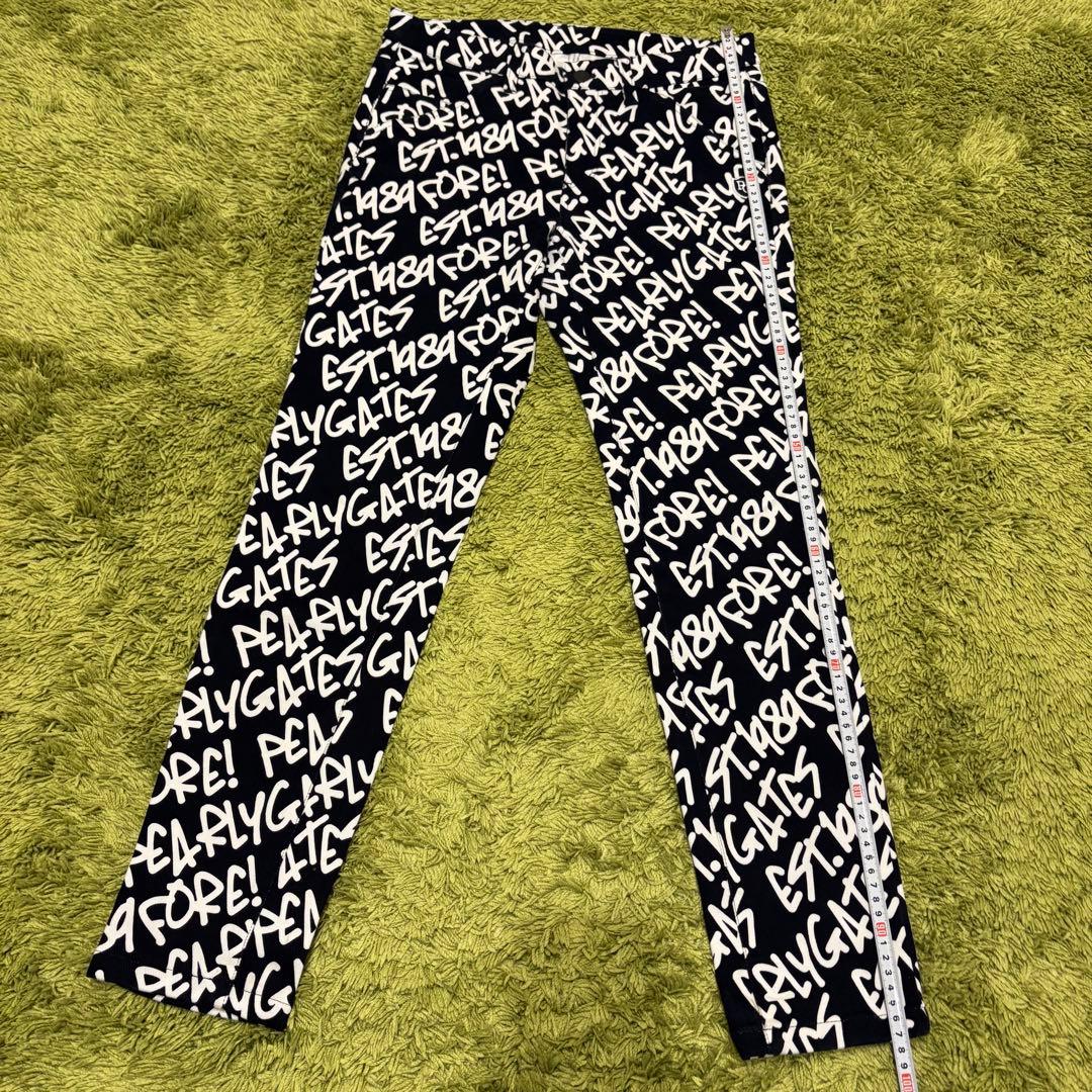 パーリーゲイツ PEARLYGATES ストレッチパンツ 総柄 落書き サイズ2