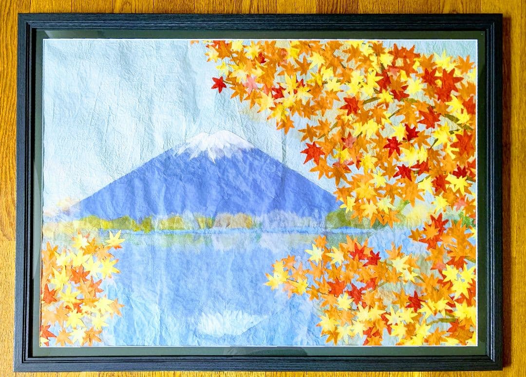 【お値下げしました】めでたや　ちぎり絵タペストリー（額入り）日本の四季４枚セット