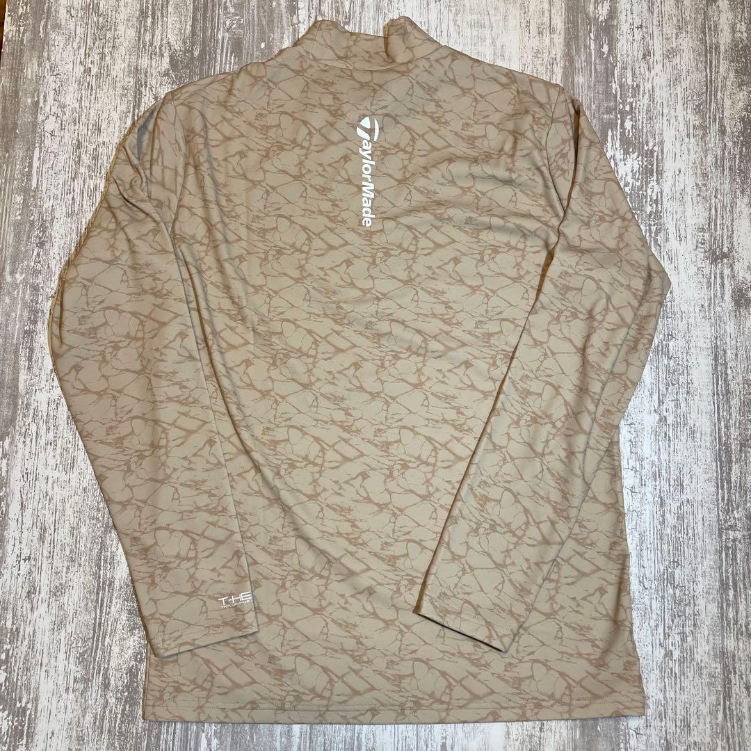 テーラーメイド　ゴルフウェア　モックネックシャツ　Oサイズ　ベージュ柄