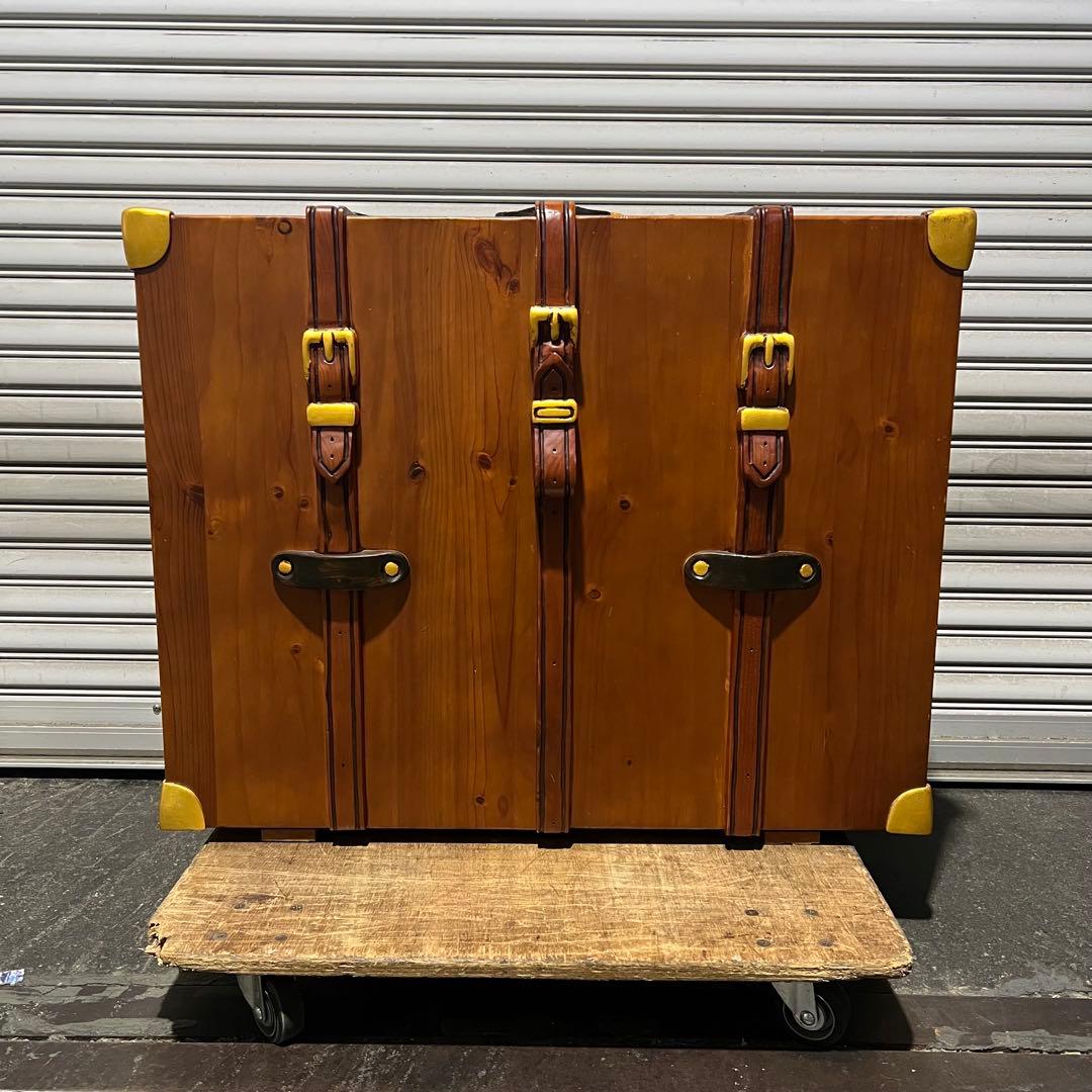 ［3716］ トランク型 木製シューズボックス アンティーク風 靴箱 収納家具