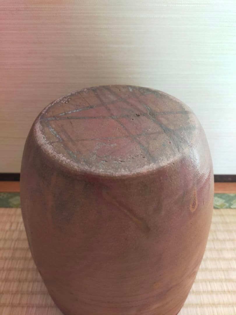 【備前焼】時代もの　菊紋　壺　火襷
