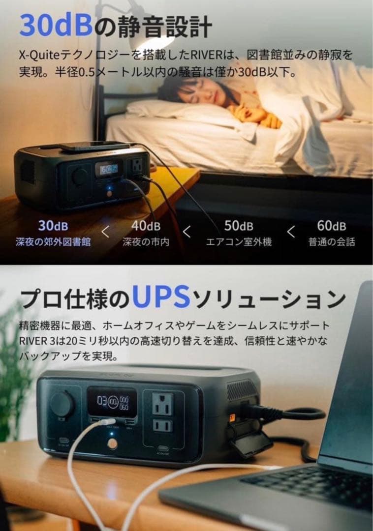 EcoFlow  3 ポータブル電源 ソーラーパネル45W付き