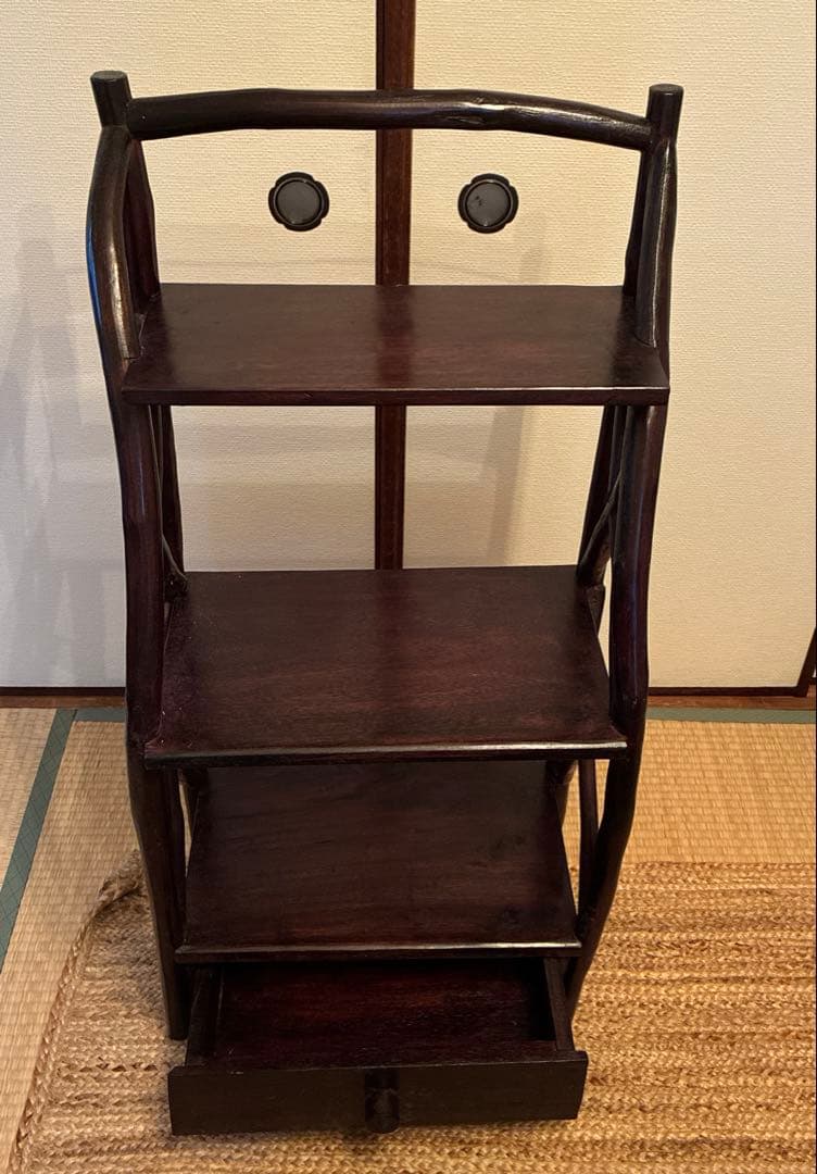 バリ島、木製3段ラック 引き出し付き