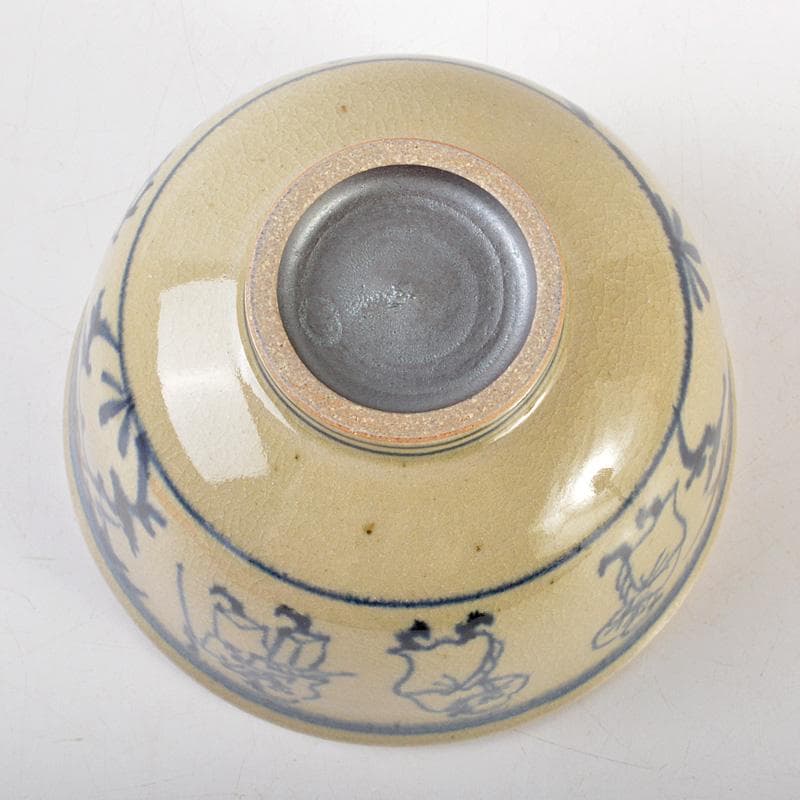 茶道具　膳所焼　淡海ぜぜ　陽炎園造　安南写　七賢人絵　茶碗　共箱　V　6532