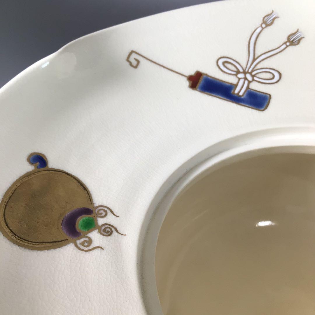 Ｒ８８９　水指　『橋本城岳造』『色絵宝文』『砂金袋水指』　共箱　茶道具