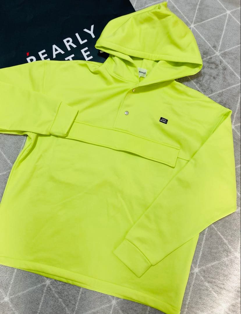 新品 パーリーゲイツ ジャックバニー ソフトタッチ 裏起毛パーカー(6)LL/黄