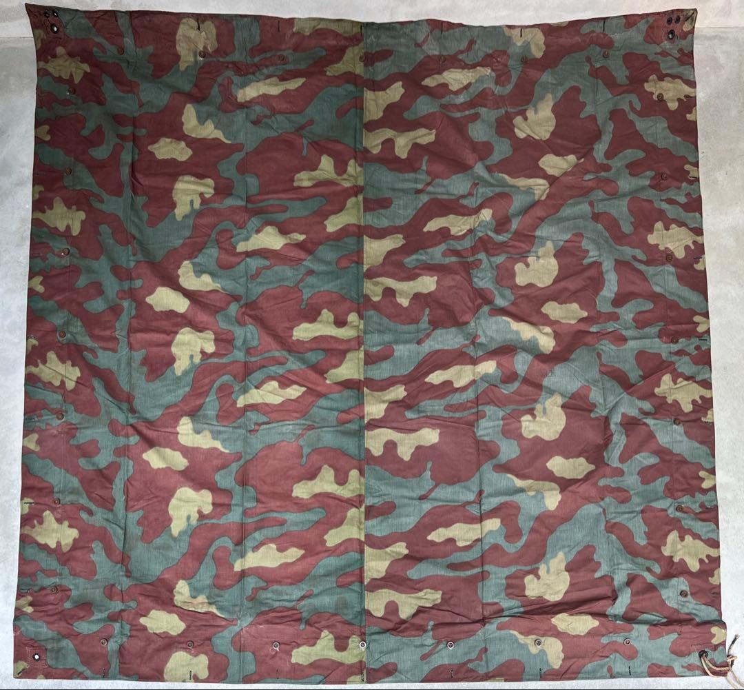 ①1950年 デッドストック イタリア軍幕 タープ テント サンマルコ迷彩 実物