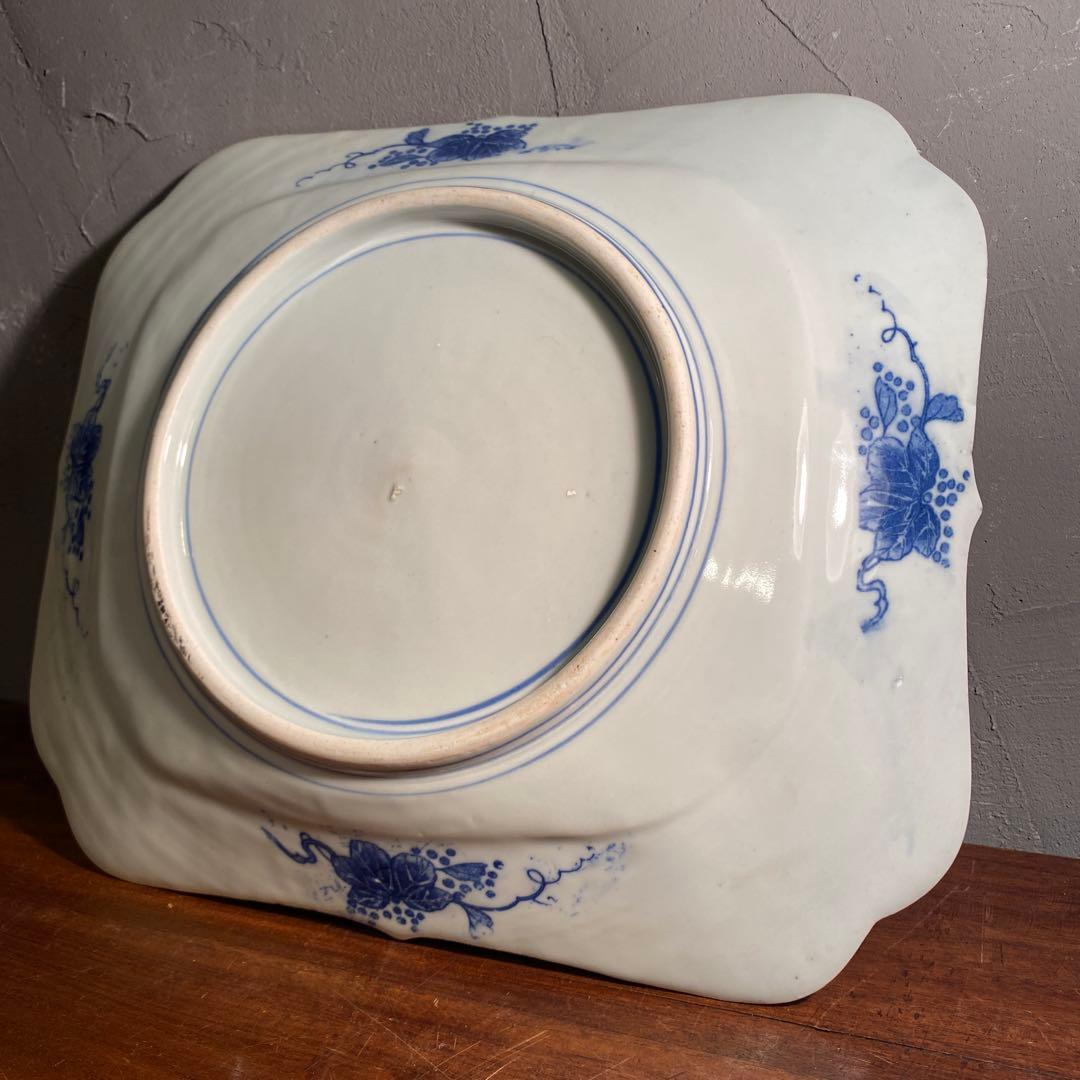 明治 印判 骨董品 八角大皿 松竹梅 稀少 36cm 美術品 コレクション