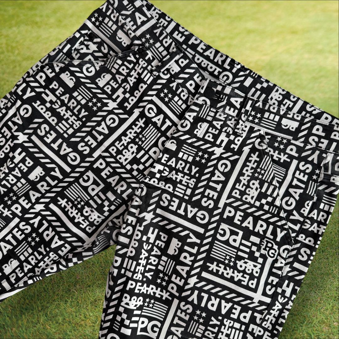 パーリーゲイツ　パンツ　総柄　黒　白　6 XL〜XXL相当 ストレッチ　人気商品