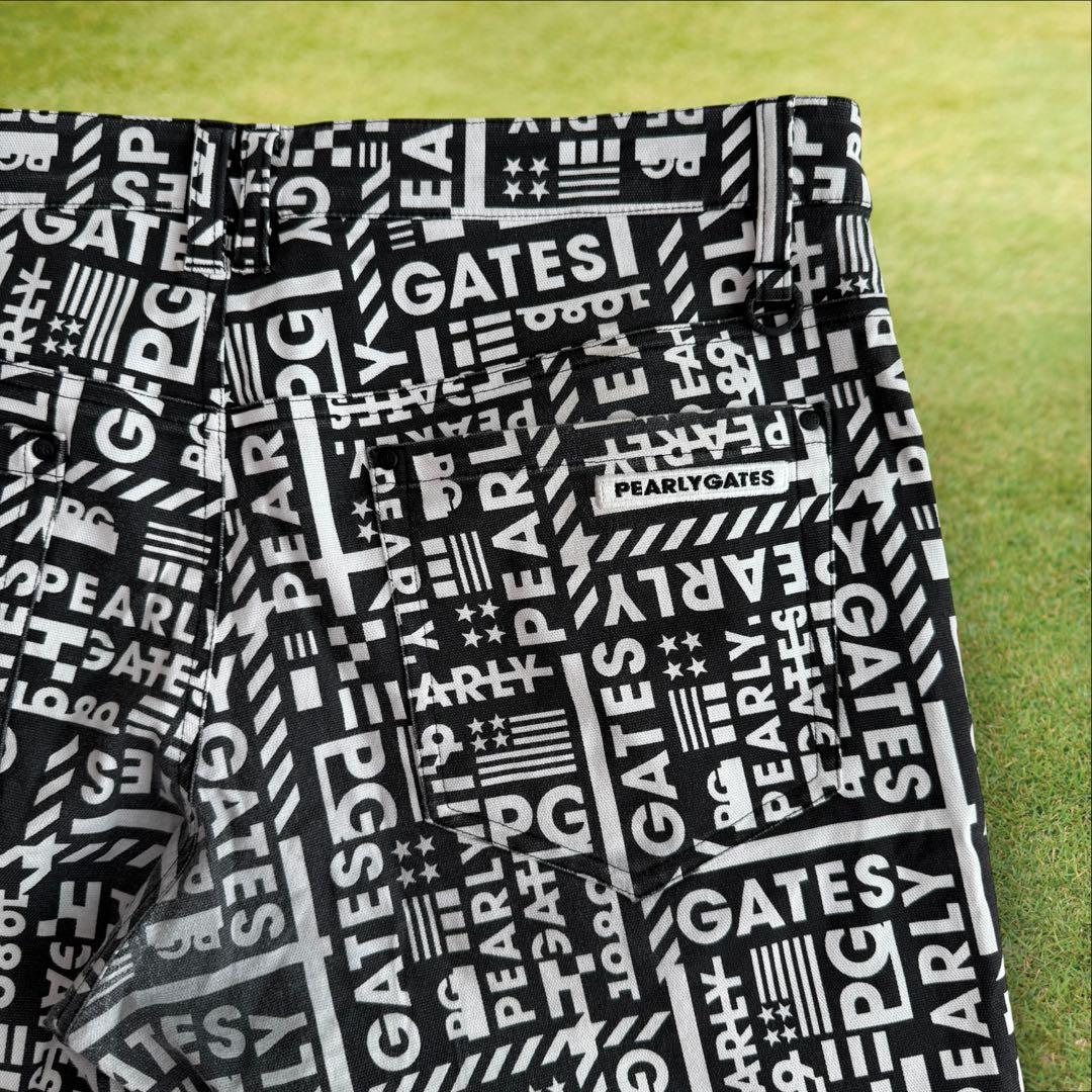 パーリーゲイツ　パンツ　総柄　黒　白　6 XL〜XXL相当 ストレッチ　人気商品