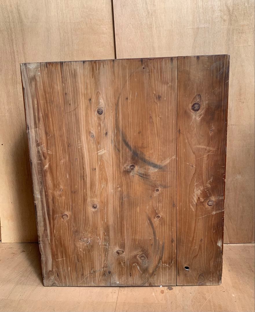 パブリカ　古い木全面ガラス収納陳列棚モールガラス戸　古家具