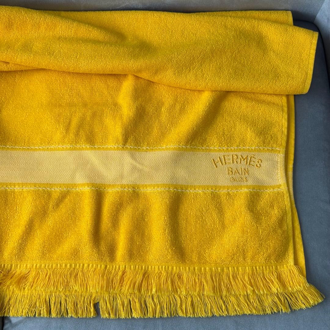 エルメス イエロー バスタオル ヨッティング ビーチタオル ブランケット 大判