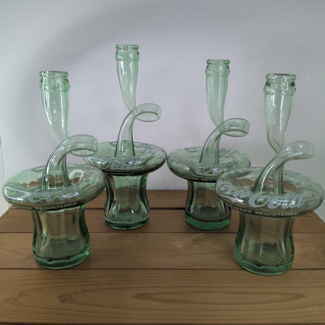 ondo【 ヴィンテージ 】 コカコーラ／変形ボトル型ガラス瓶／4本セット