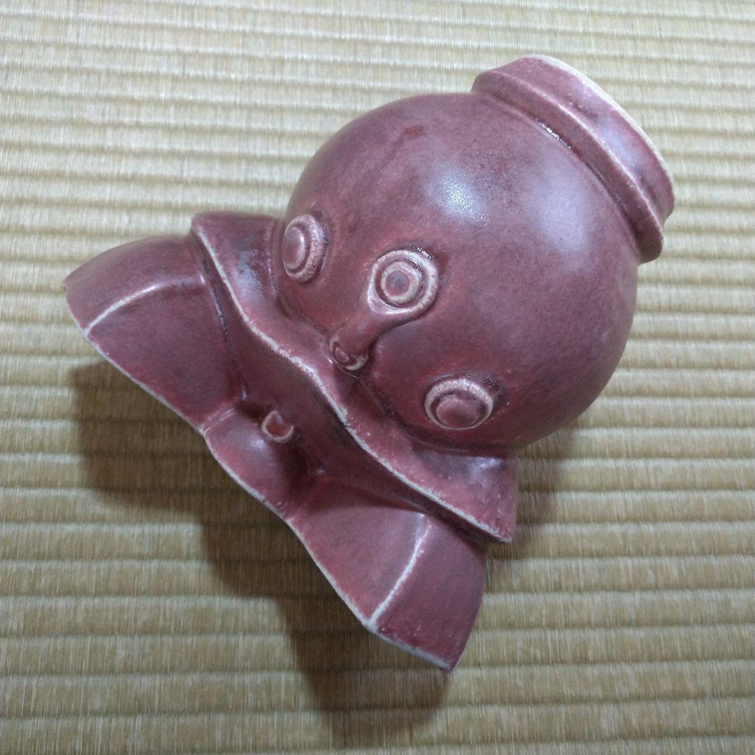 河井創太　辰砂貼文扁壷　桐共箱　黄布・栞・先生サイン入り陶展案内状付き