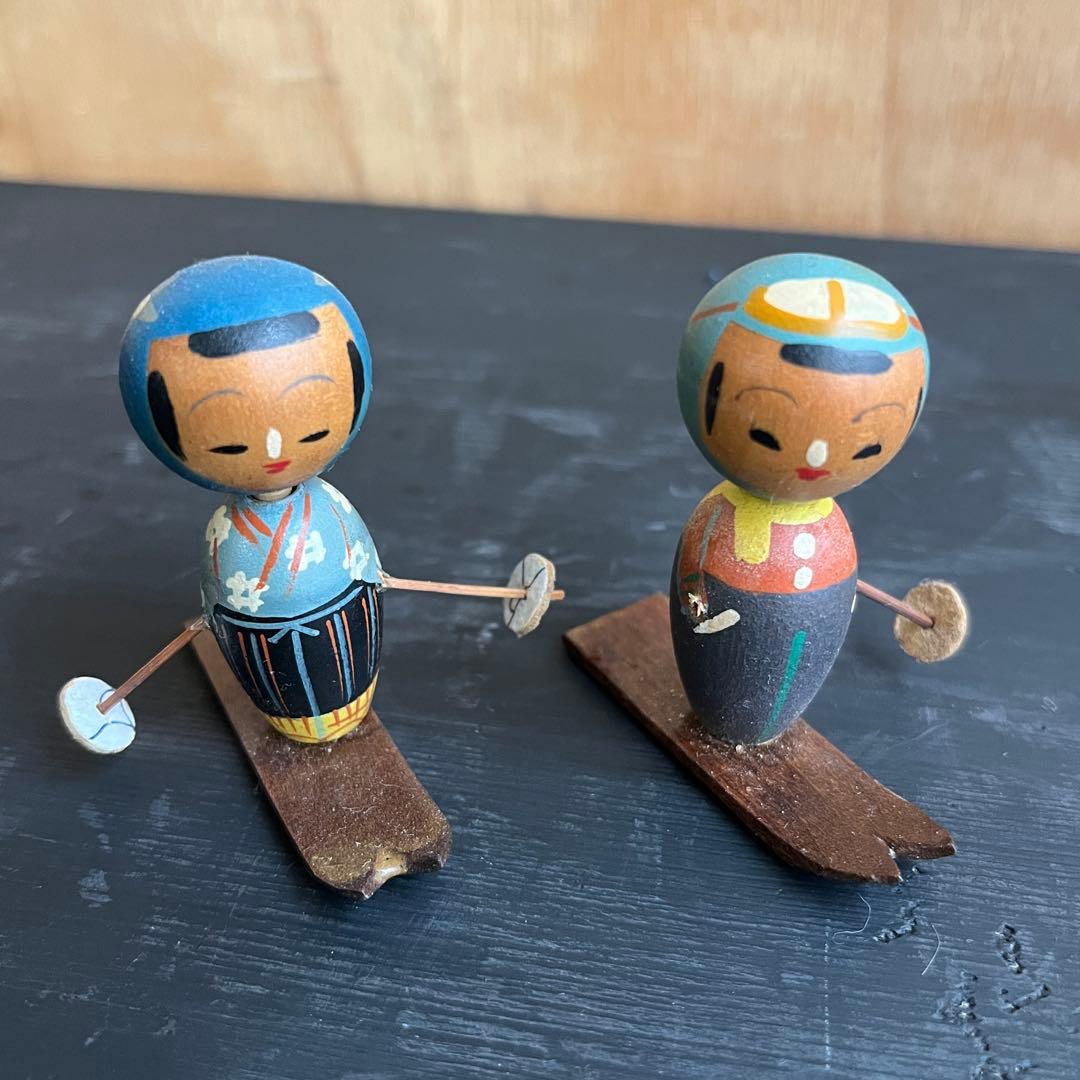 首ふりこけし スキー人形 ゆきんこ 民藝 農民美術 モンペ 着物 雪国