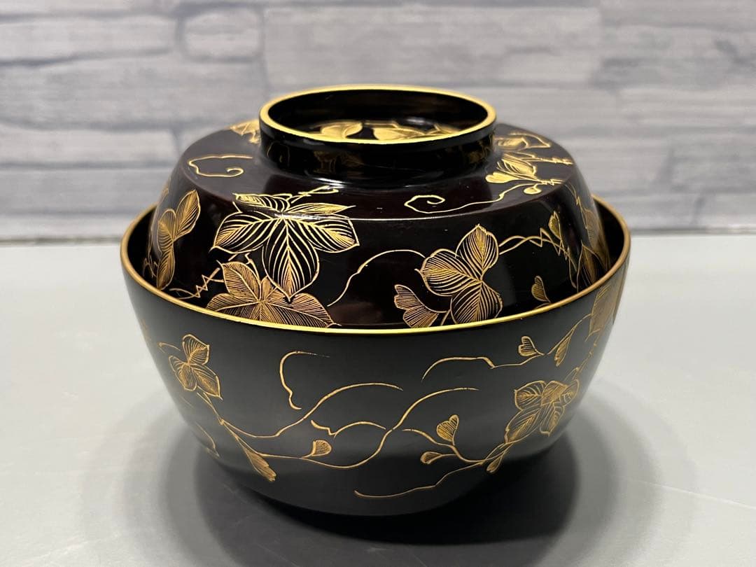 時代　極上　輪島塗　沈金蒔絵　煮椀　吸物椀　五客　木製　おすすめ品