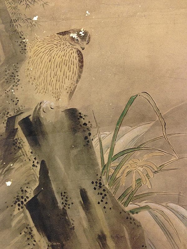 ★古美術！　曾我蕭白(曽我蕭白) 朱印 [ 暉一 ] 鷹と蘭図