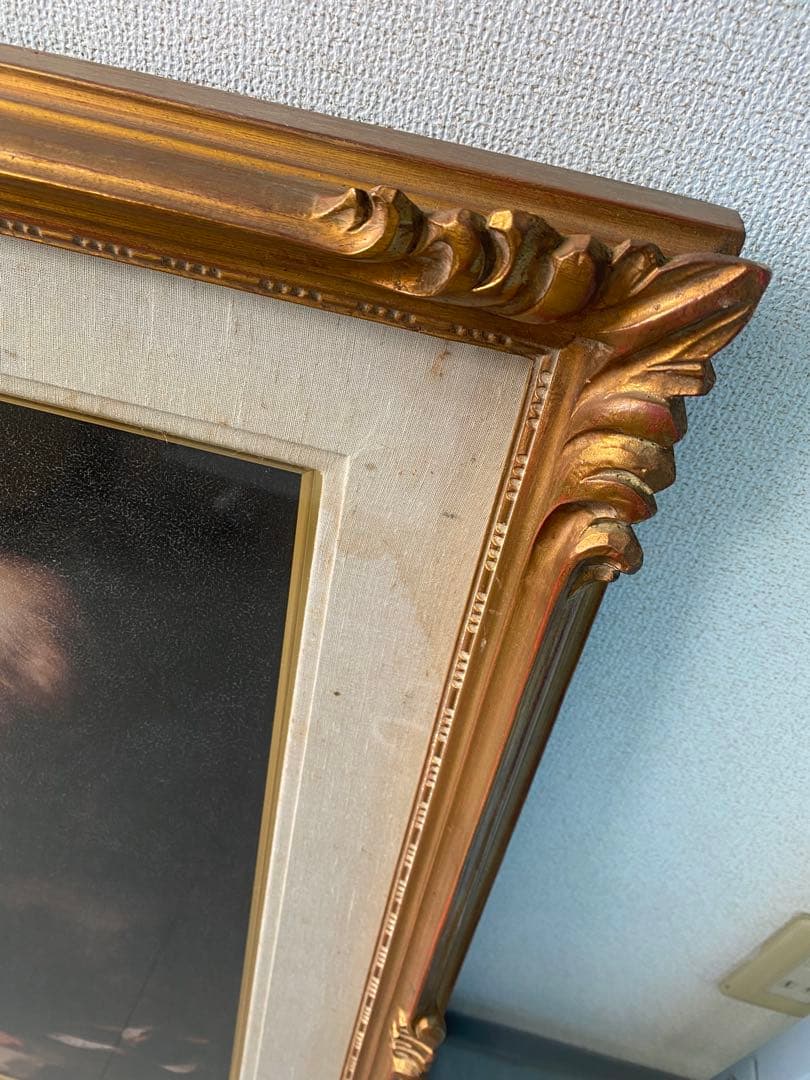 絵画　油絵　ムリーリョ　　幼い洗礼者聖ヨハネと子羊　美術品　額縁 名画/K-0