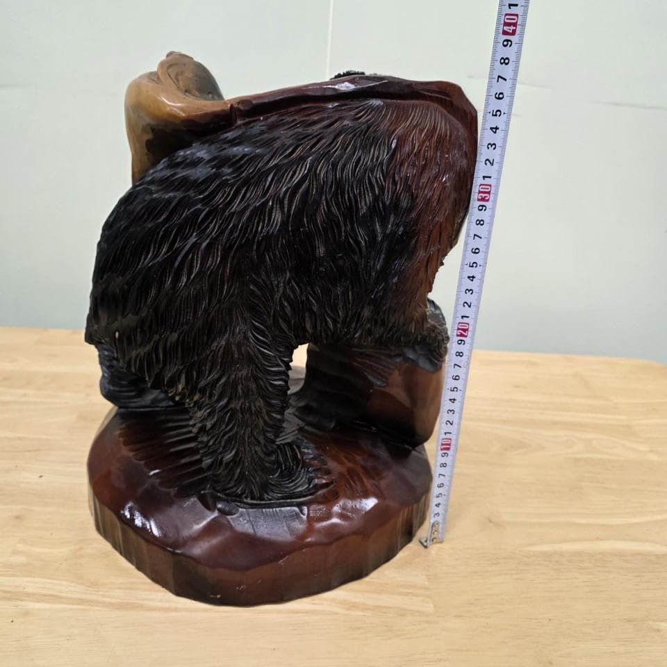 木製クマと魚の彫刻 大 堀井民芸 一刀彫 郷土玩具 農民美術