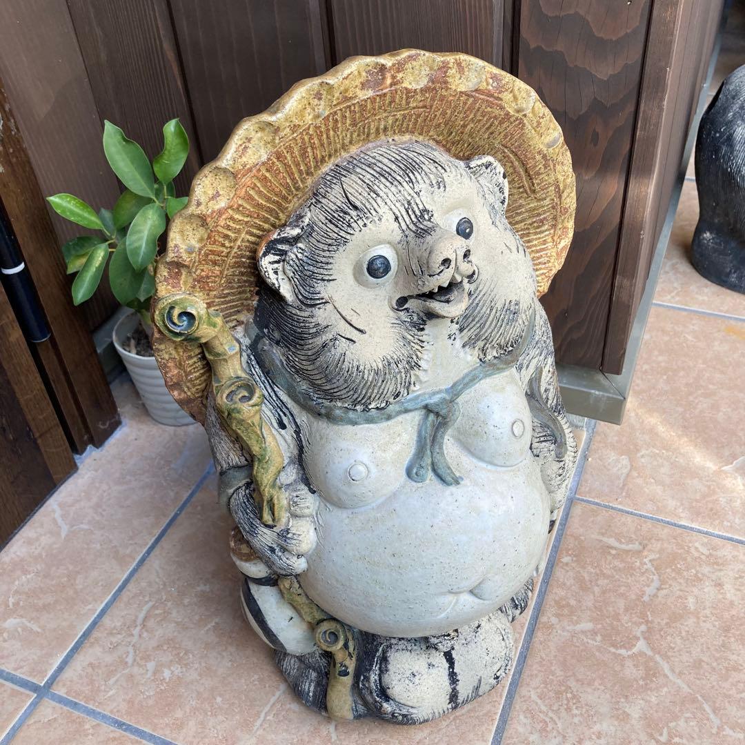 【希少】信楽焼　白たぬき　狸庵　骨董　アンティーク　ヴィンテージ　昭和レトロ